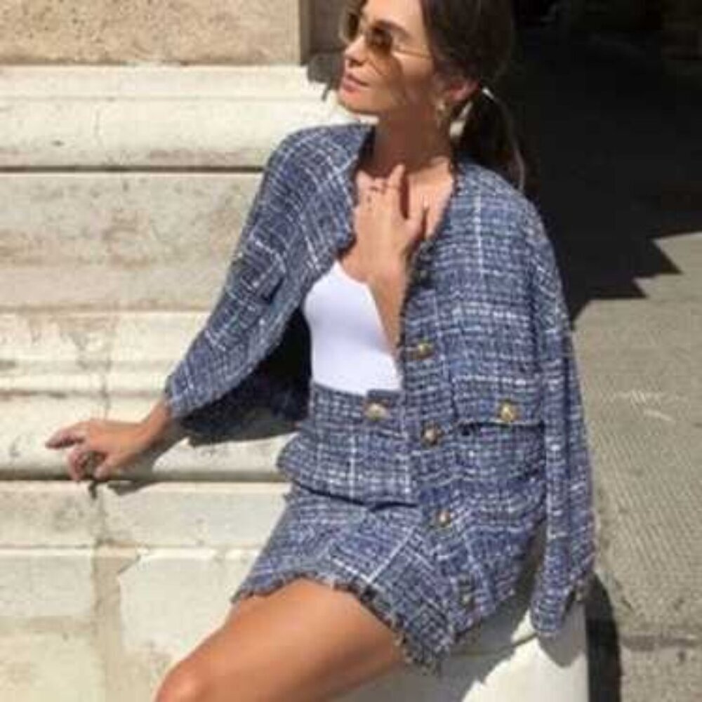 ZARA | Tweed Plaid Jacket | Sz. S